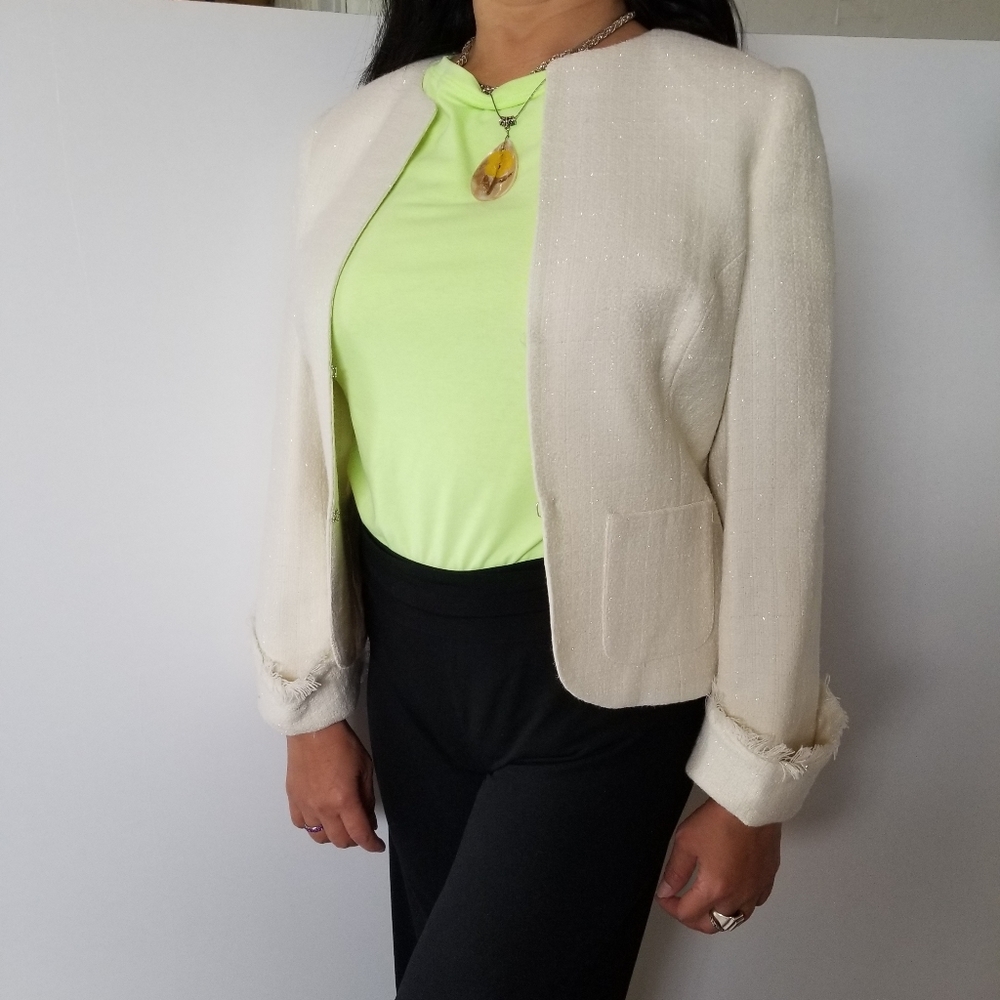 Gray or cream color long sleeve Blazer